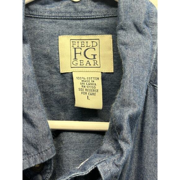 Field Gear FG Vintage 100% Cotton Mens Button Up Size Large Denim Chambray - Picture 3 of 7